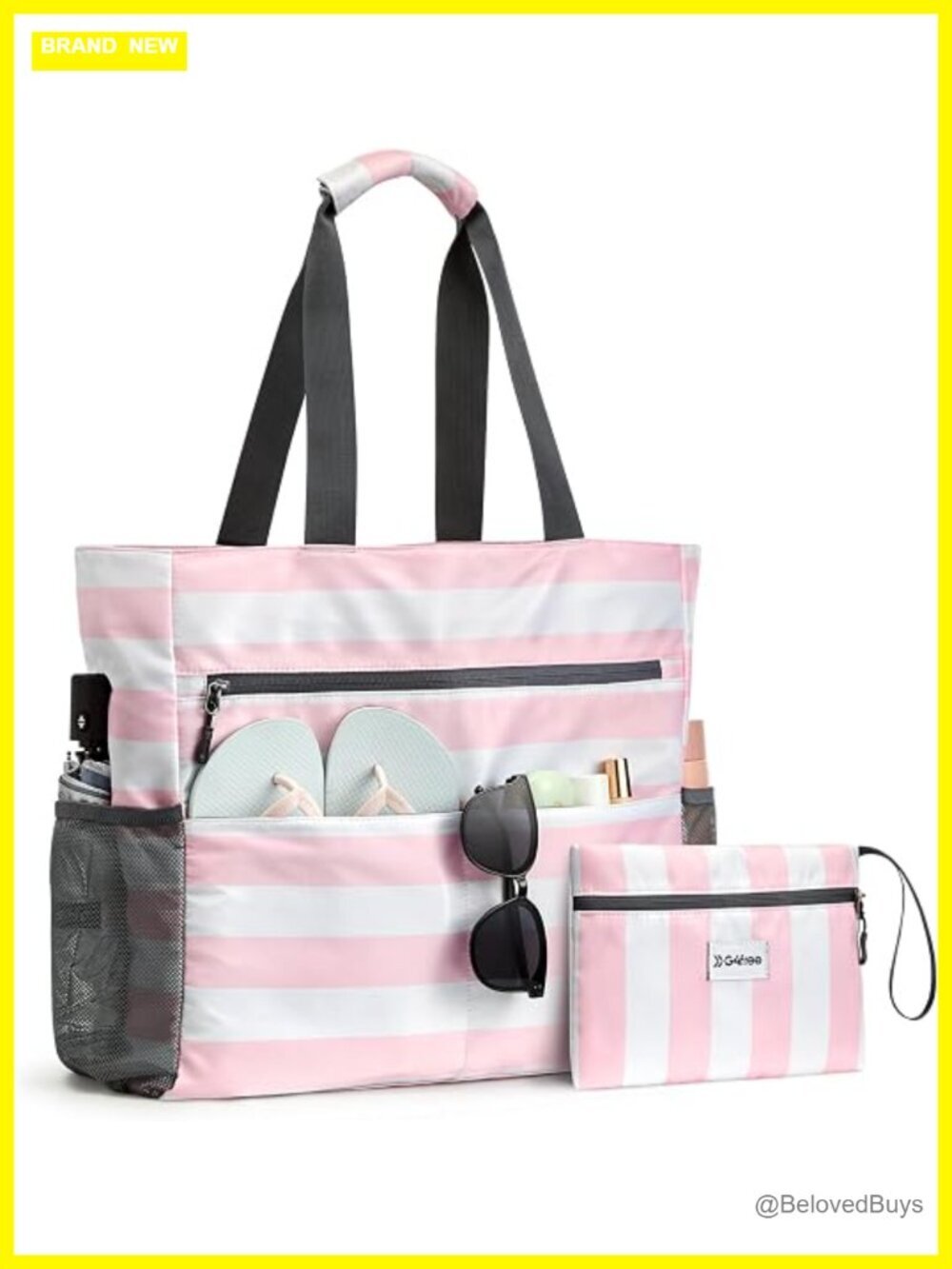 Large Capacity Waterproof Sandproof Foldable Beach Tote with Pockets